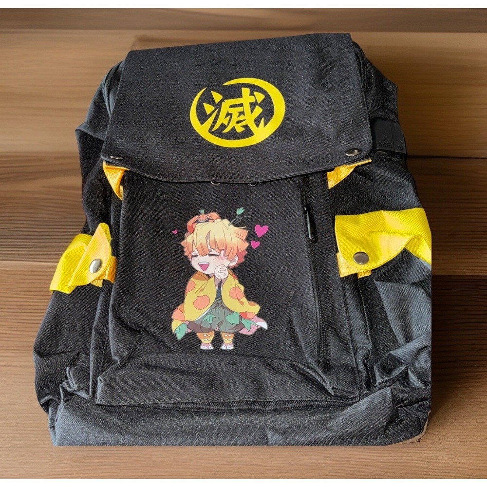 Anime Demon Slayer Agatsuma Zenitsu School Bag Oxford Laptop Backpack Plug-ins‎